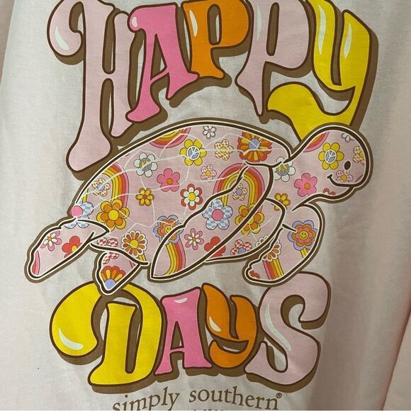 NWT Simply Southern “Happy Days” Turtle Long Sleeve Tee XXL 🌸🐢 - Picture 5 of 12